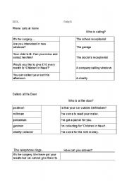 English worksheet: Callers at the door or on the phone