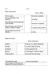 English Worksheet: Callers at the door or on the phone