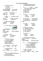 English Worksheet: test for beginners