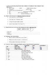 English worksheet: an exam with different structures