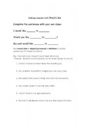 English Worksheet: Requests with Would like