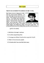 English Worksheet: bob dylan