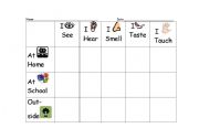 English worksheet: 5 Senses Matrix