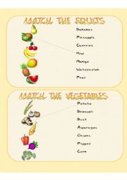 English Worksheet: Fruits & Vegetables - Matching