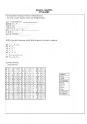 English Worksheet: school objects