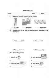 English Worksheet: this or these