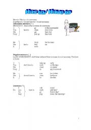 English worksheet: Have to - Has to