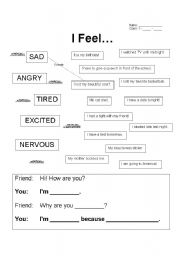 English Worksheet: I Feel...
