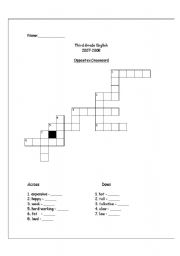 English Worksheet: Opposites Crossword