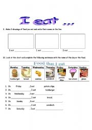 English Worksheet: I eat...