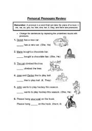 English Worksheet: Personal Pronouns