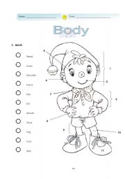 English Worksheet: Body - Noddys Matching exercise.