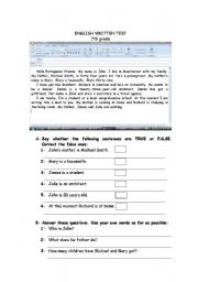 English Worksheet: Family_Test