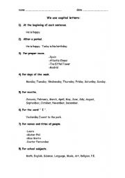 English Worksheet: Capital Letter Rules