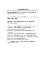 English worksheet: Asking questions-situations to practice