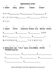 English worksheet: Alphabetical order for beginners 