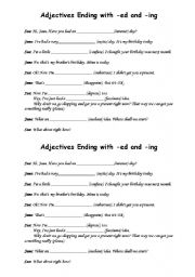 English Worksheet: adjectives ending in Ed and ING