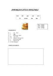 English worksheet: How to prepare pancakes