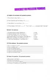 English Worksheet: Worksheet for teaching possessive pronouns