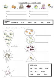 English Worksheet: identify the toys and count