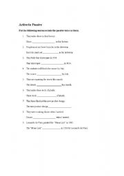 English worksheet: Active and passive worksheet
