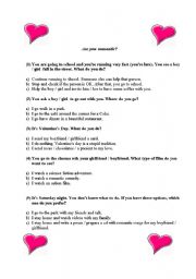 English Worksheet: Valentines day quiz
