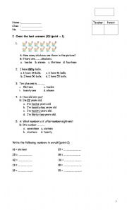 English worksheet: Number 1 - 50