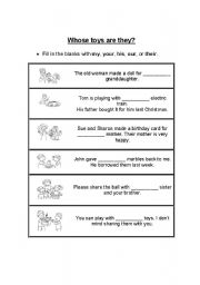 English Worksheet: Possessive Pronouns