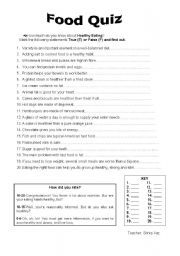 English Worksheet: food quiz