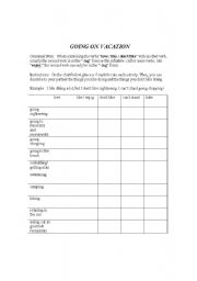 English Worksheet: Going on Vacation
