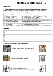 English Worksheet: Crimes and criminals