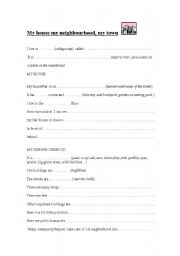 English Worksheet: My house my neighbourhood ,my town