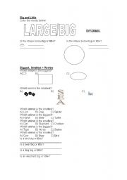 English worksheet: Size worksheet