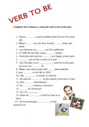English Worksheet: Past of to be