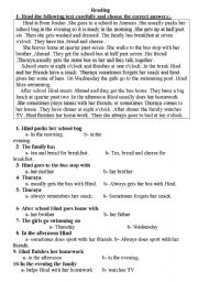 English Worksheet: Reading 