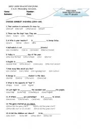 English Worksheet: multiple choice exam for 7th grades