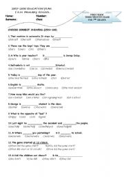 multiple choice exam for 7th grades