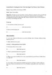 English Worksheet: Lesson Plan for Teaching Poem : The Great Figure by William Carlos Williams- PART 1