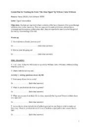 English worksheet: Lesson Plan for Teaching Poem : The Great Figure by William Carlos Williams- PART 1