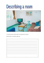 English Worksheet: Describing a room