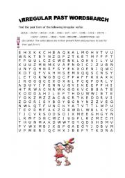 English Worksheet: IRREGULAR PAST WORDSEARCH