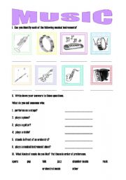 English Worksheet: Music