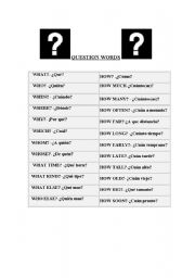 English worksheet: QUESTION WORDS