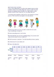 English worksheet: brain quizz about brothers and sisters