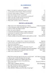 English worksheet: 4-fields questions game