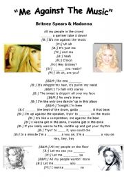 English Worksheet: Britney Spears & Madonna  Me against the music