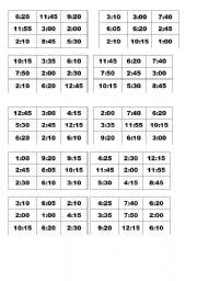 English Worksheet: time bingo