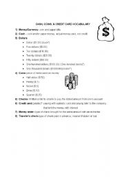 English Worksheet: MONEY VOCABULARY