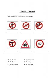 English Worksheet: Traffic signs 