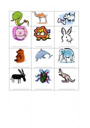 English Worksheet: animals bingo 3